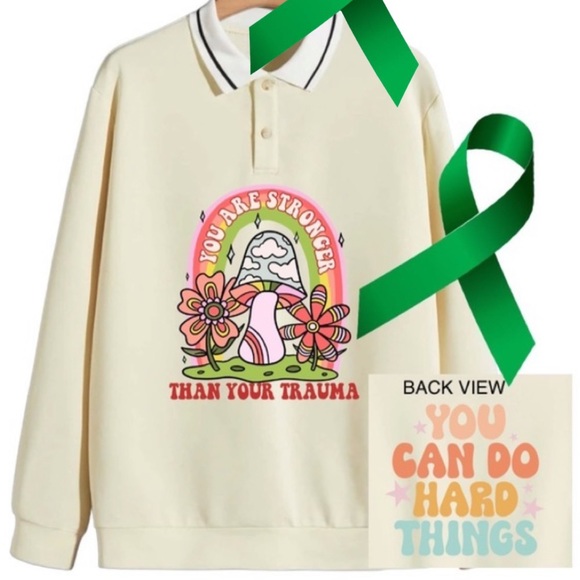 Stronger than trauma mental health graphic pullover sweatshirt size XL - Picture 1 of 9